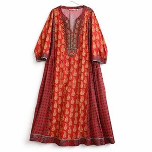 Soft Surroundings Phoenix Boho Caftan V-neck Midi Dress Sz 3X